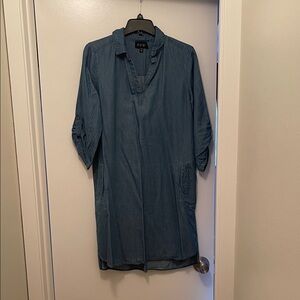 AUW Women's Long Sleeve Denim Dress - Blue